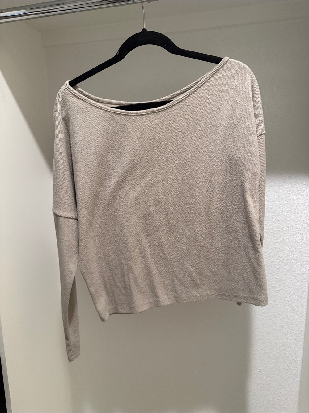 Lulu's Light Taupe Boatneck Long-Sleeve Top